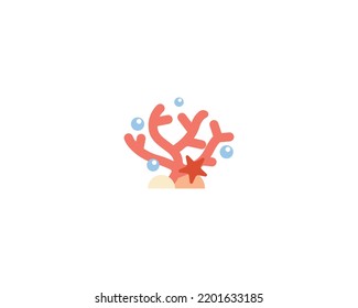 Coral vector isolated emoji icon. Coral emoticon