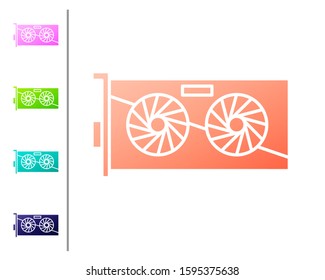 Coral Video graphic card icon isolated on white background. Set color icons. Vector Illustration