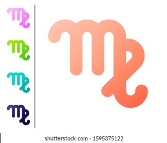 Coral Virgo zodiac sign icon isolated on white background. Astrological horoscope collection. Set color icons. Vector Illustration