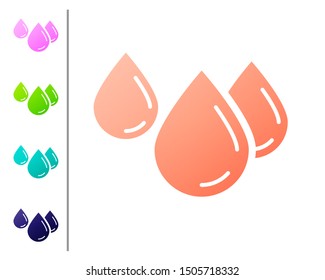 Coral Water drop icon isolated on white background. Set color icons. Vector Illustration