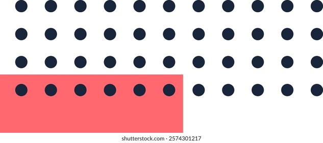 Coral and white background featuring a regular arrangement of dark blue dots creating a striking geometric pattern, suitable for various design applications