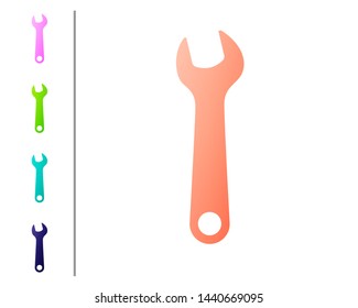 Coral Wrench icon isolated on white background. Spanner repair tool. Service tool symbol. Set color icons. Vector Illustration