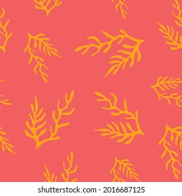 Coral yellow and light red vector seamless pattern