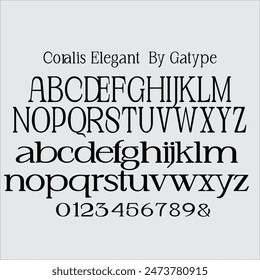 Coralis Elegant serif with a creative atmosphere and perfect shape, inspired by today's beautiful Display serifs. thick, balanced and varied, born for luxury and beauty.