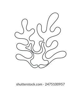 Corals drawn with one line. Marine ocean elements. Vector illustration with continuous line, eps 10