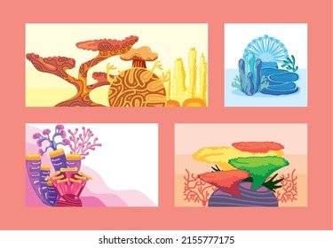 corals reef banner set style