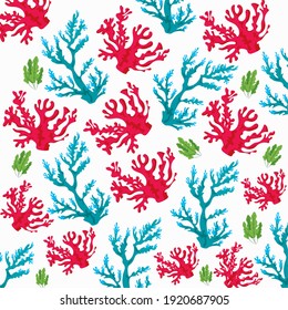 corals sea life nature pattern in white background vector illustration design