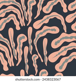 Diseño plano de algas de coral patrón sin fisuras fondo azul oscuro