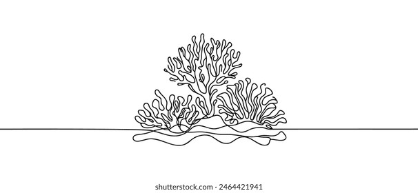 Algas coralinas dibujando una línea. Diferentes tipos de corales. Ilustración vectorial de arrecifes de coral