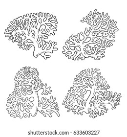 Corals set 1 outlined isolated on white background
