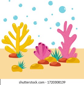 Corals, vector illustration. Undersea world. Marine elements.