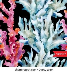corals, watercolor, background, pattern