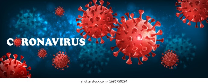Coranavirus background with virus COVID - 19 molecules. Vector illustration