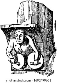Corbel this term the adhering originally to its etymological vocabulary of classical architecture, modillions of a Corinthian cornice, vintage line drawing or engraving illustration.