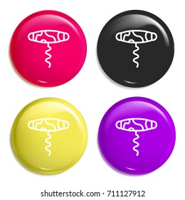 Corckscrew multi color glossy badge icon set. Realistic shiny badge icon or logo mockup