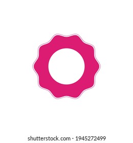 Corcle wavy edge stamp and decorative sticker icon template with place for your text. graphic design element, isolated on white background, vector illustration.