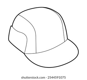 Cord Cap Hat. Summer Head Fashion accessory clothing technical illustration. Vector headgear for Men, women, unisex style, flat template CAD mockup sketch outline isolated