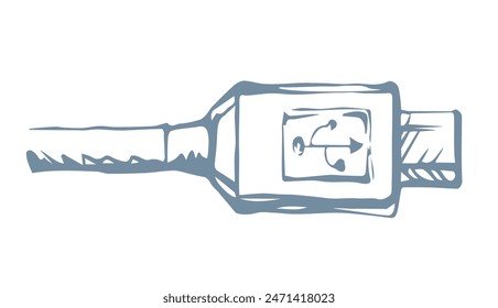 Cord for charging the phone. Vector drawing