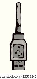 Cord for charging the phone. Vector drawing