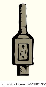 Cord for charging the phone. Vector drawing