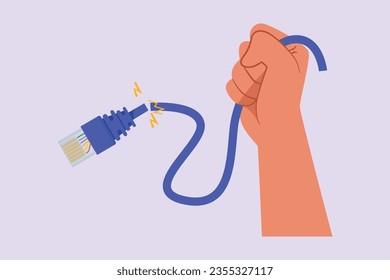 Cord cutting concept. Colored flat vector illustration isolated. 