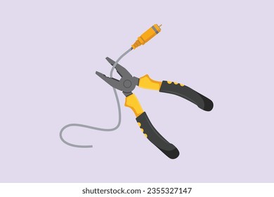 El concepto de corte de cables. Ilustración vectorial plana de color aislada. 