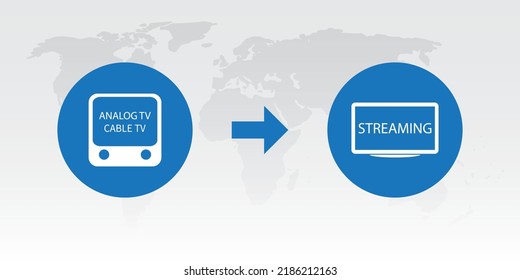 Cord Cutting - Switch From Analouge or Cable Linear TV Broadcasts to New Modern Digital Sreaming Platforms That's Avaliable on Various Devices - Concept in Editable Vector Format