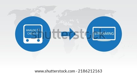 Cord Cutting - Switch From Analouge or Cable Linear TV Broadcasts to New Modern Digital Sreaming Platforms That's Avaliable on Various Devices - Concept in Editable Vector Format