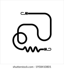 Cord With Hooks Icon, Nylon Elastic Tying Rope With Hook Vector Art Illustration