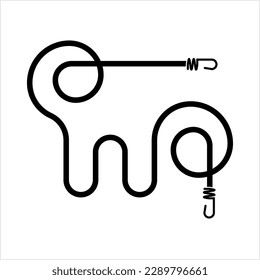 Cord With Hooks Icon, Nylon Elastic Tying Rope With Hook Vector Art Illustration