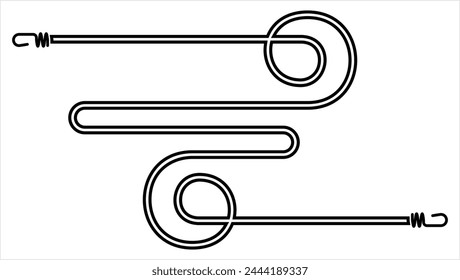 Cord With Hooks Icon, Nylon Elastic Tying Rope With Hook Vector Art Illustration