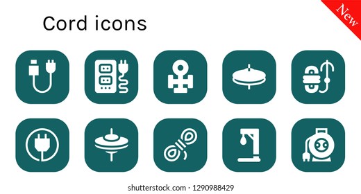  cord icon set. 10 filled cord icons. Simple modern icons about  - Plug, Socket, Copper, Cymbals, Rope, Gallow, Wire