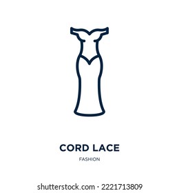 cord lace icon from fashion collection. Thin linear cord lace, cord, lace outline icon isolated on white background. Line vector cord lace sign, symbol for web and mobile