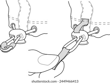 Cord lock adjustment outerwear instruction technical illustration 