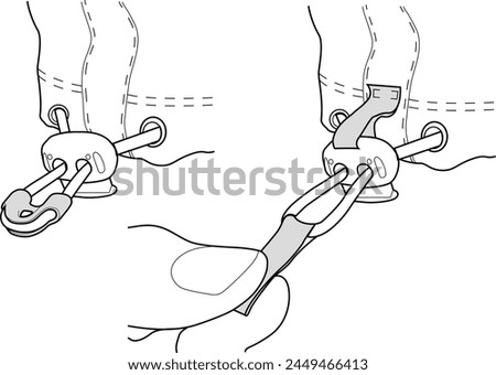 Cord lock adjustment outerwear instruction technical illustration 
