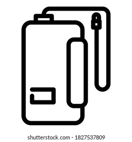 Cord power bank icon. Outline cord power bank vector icon for web design isolated on white background