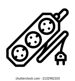 cord socket line icon vector. cord socket sign. isolated contour symbol black illustration