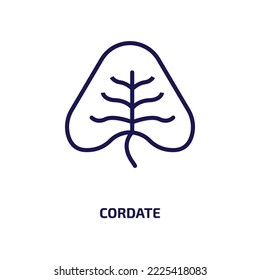 cordate icon from nature collection. Thin linear cordate, floral, leaf outline icon isolated on white background. Line vector cordate sign, symbol for web and mobile