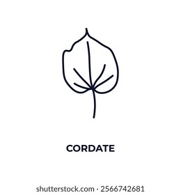 cordate outline icon. Linear vector from nature concept. Thin line cordate icon isolated on white background