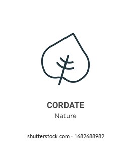 Cordate outline vector icon. Thin line black cordate icon, flat vector simple element illustration from editable nature concept isolated stroke on white background