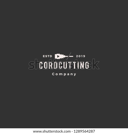 cordcutting logo hipster tv cable vector icon illustration