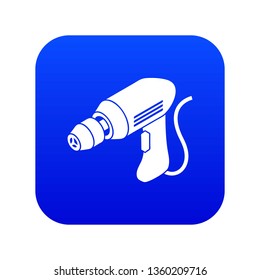 Corded drill icon blue vector isolated on white background