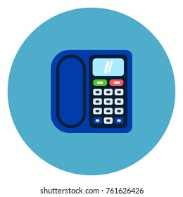 Corded Icon On Blue Round Background Flat Vector Illustration