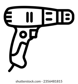 Icono de la línea del destornillador de potencia cordada, concepto de herramientas de construcción, signo del vector de pistola de tornillo eléctrico sobre fondo blanco, icono de estilo de contorno para concepto móvil y diseño web. Gráficos vectoriales