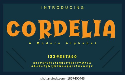 Cordelia font. Elegant alphabet letters font and number. Lettering Minimal Fashion Designs. Typography fonts regular uppercase and lowercase. vector illustration