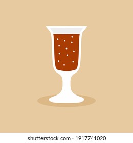 A cordial glass in trendy flat design. Cold alcohol beer for drinks at a party, reception or other gathering. Champagne, toast and celebration concept in cartoon style. Vector illustration