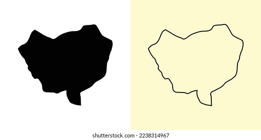 Cordillera map, Paraguay, Americas. Filled and outline map designs. Vector illustration