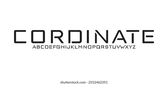 Cordinate, Abstract minimal modern alphabet fonts. Typography technology vector illustration
