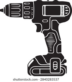 Cordless battery drill tool vector icon power driver