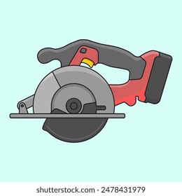 Cordless Circular Saw Illustration Vector in Cartoon Style